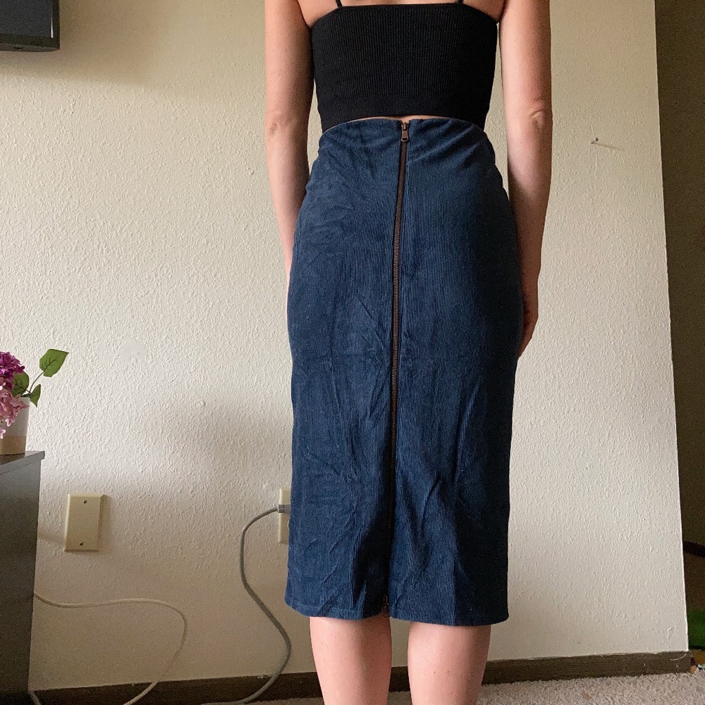 High-Waisted Pencil Skirt with Back Zipper